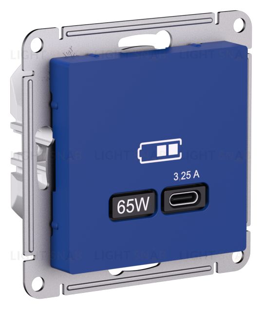 Розетка USB для зарядки Atlasdesign тип-C 65W высокоскор.заряд. QC, PD, аквамарин ATN001127 ATN001127