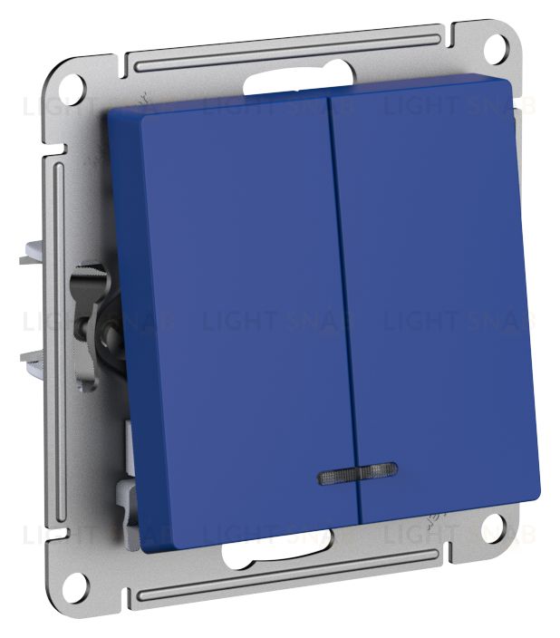 Выключатель двухклавишный с подсветкой Schneider Atlasdesign 10А, аквамарин ATN001153 ATN001153
