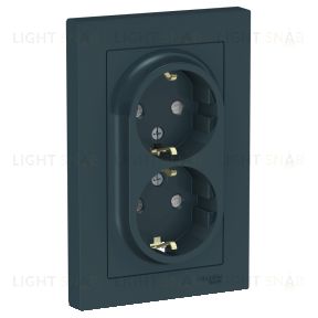 Розетка двойная с заземлением со шторками в сборе Schneider Electric Atlasdesign 16А, изумруд ATN000826 ATN000826