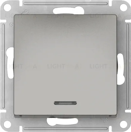 Выключатель одноклавишный проходной с подсветкой Schneider Atlasdesign 10А, быстрозажим. клем., сталь ATN000963S ATN000963S