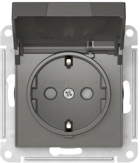 Розетка с заземлением со шторками и крышкой Schneider Electric Atlasdesign 16А IP20, быстрозажим. клем., сталь ATN000946S ATN000946S