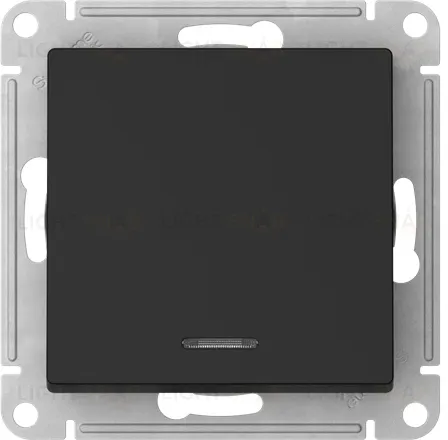 Выключатель одноклавишный проходной с подсветкой Schneider Atlasdesign 10А, быстрозажим. клем., карбон ATN001063S ATN001063S