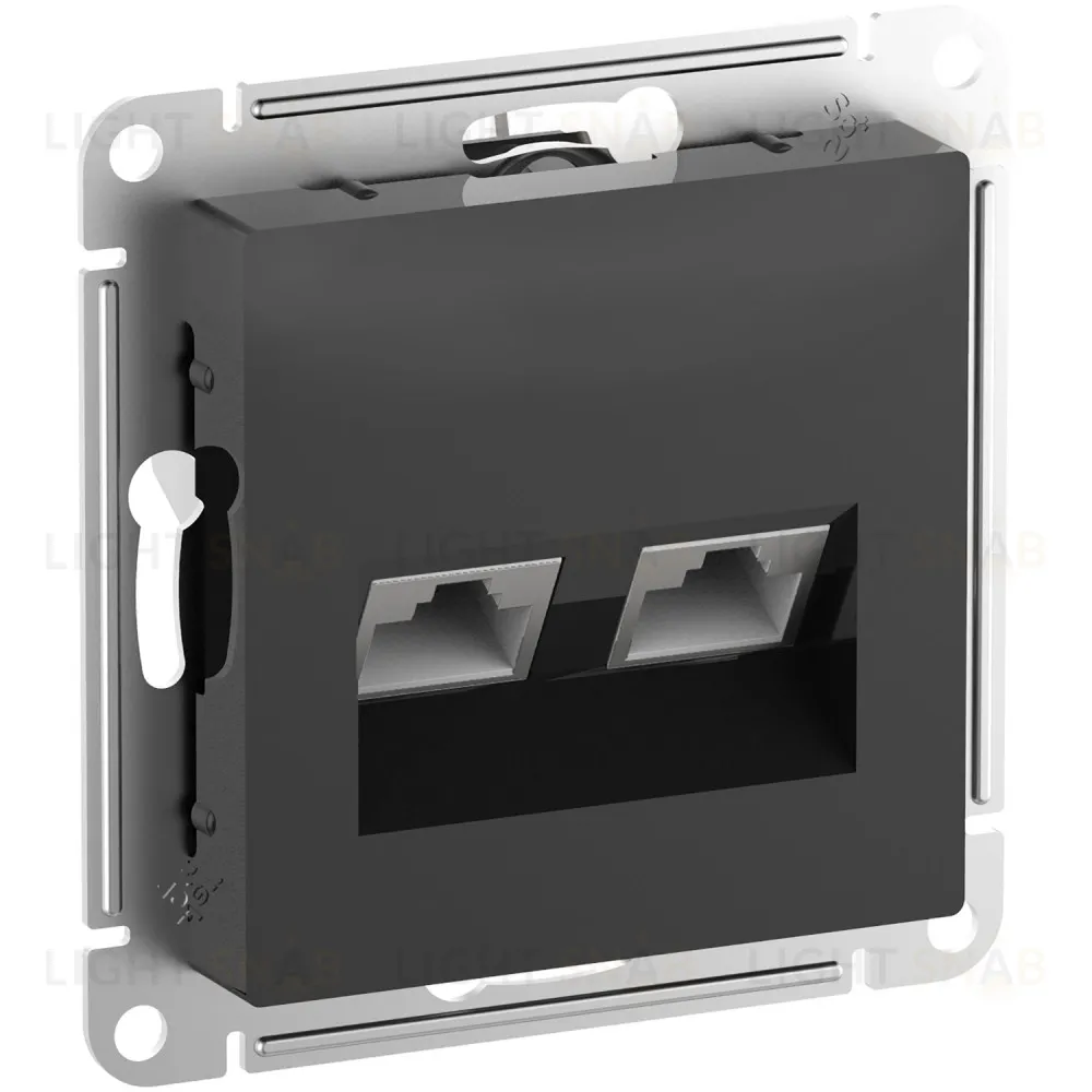 Розетка компьютерная двойная Schneider Electric Atlasdesign RJ45 6A кат., карбон ATN001088 ATN001088