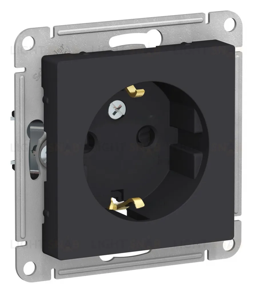 Розетка с заземлением со шторками Schneider Electric Atlasdesign 16А, карбон ATN001045 ATN001045