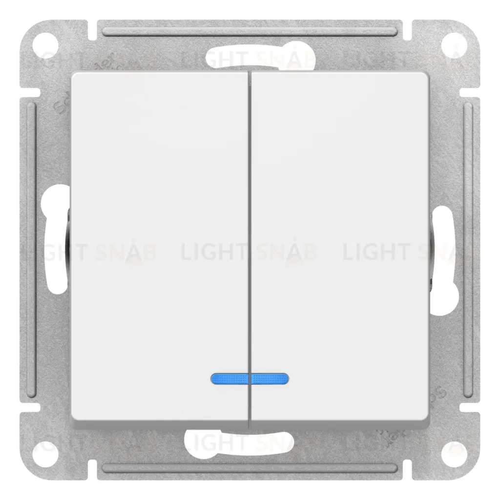 Выключатель двухклавишный с подсветкой Schneider Atlasdesign 10А, лотос ATN001353 ATN001353