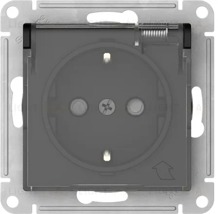 Розетка с заземлением со шторками и крышкой Schneider Electric Atlasdesign IP44, 16А IP20, быстрозажим. клем., карбон ATN441046S ATN441046S