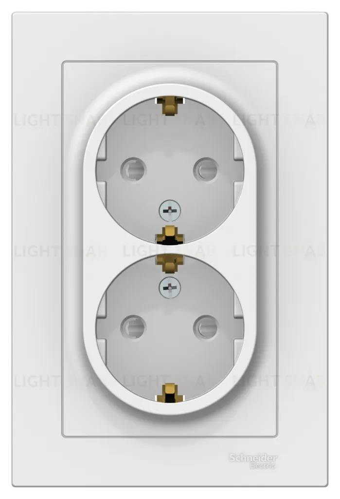 Розетка двойная с заземлением со шторками в сборе Schneider Electric Atlasdesign 16А, лотос ATN001326 ATN001326