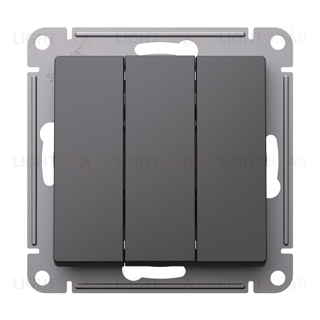 Выключатель трехклавишный Schneider Atlasdesign 10А, базальт ATN001431 ATN001431