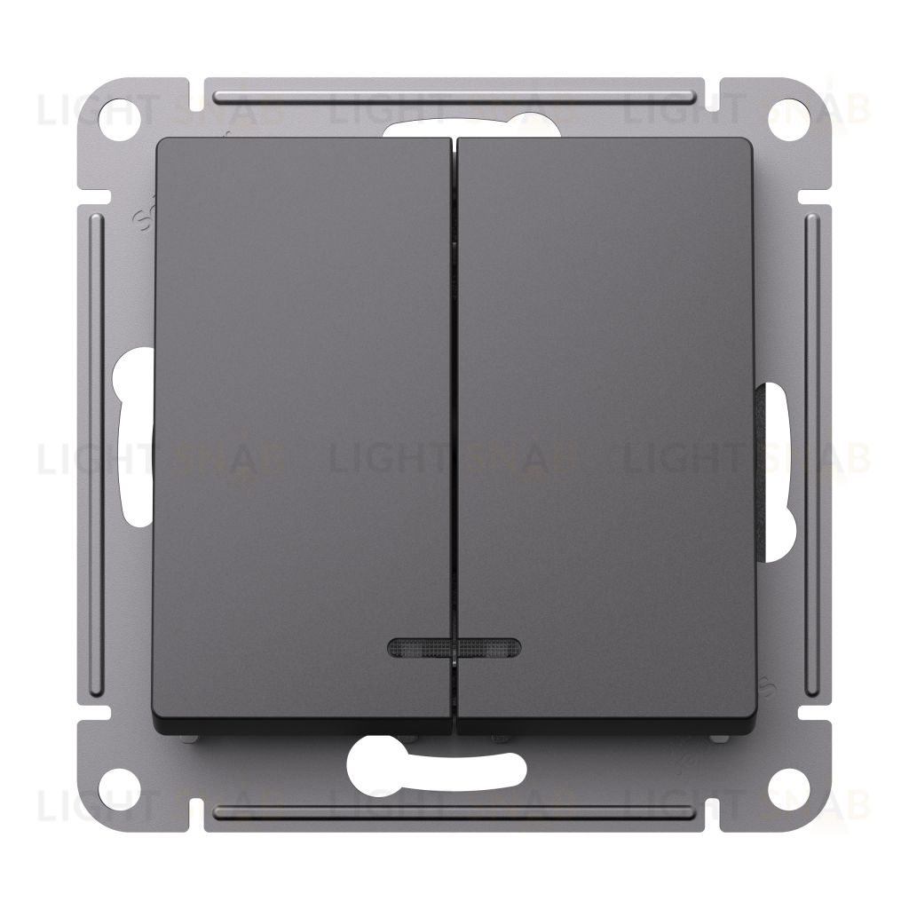 Выключатель двухклавишный с подсветкой Schneider Atlasdesign 10А, базальт ATN001453 ATN001453