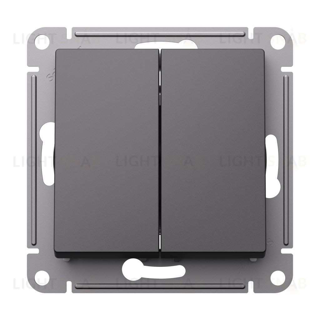 Выключатель двухклавишный Schneider Atlasdesign 10А, базальт ATN001451 ATN001451