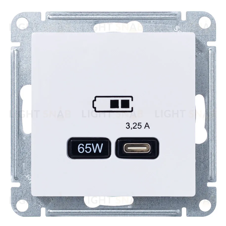 Розетка USB для зарядки Atlasdesign тип-C 65W высокоскор.заряд. QC, PD, лотос ATN001327 ATN001327