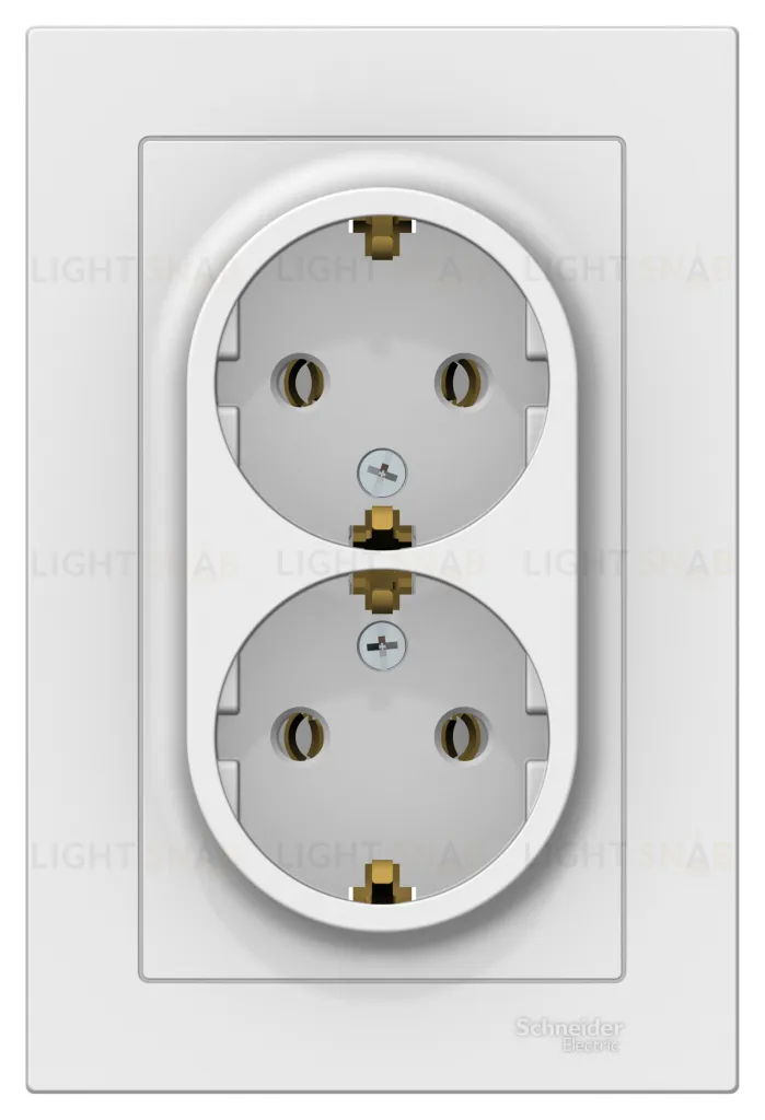 Розетка двойная с заземлением в сборе Schneider Electric Atlasdesign 16А, лотос ATN001324 ATN001324