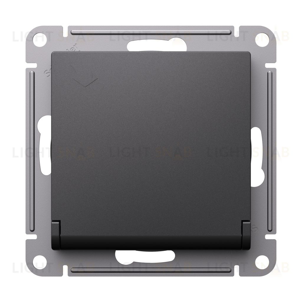Розетка с заземлением со шторками и крышкой Schneider Electric Atlasdesign 16А IP20, базальт ATN001446 ATN001446