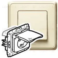 Розетка с заземлением со шторками и крышкой Legrand Cariva 16А слоновая кость 773745 773745