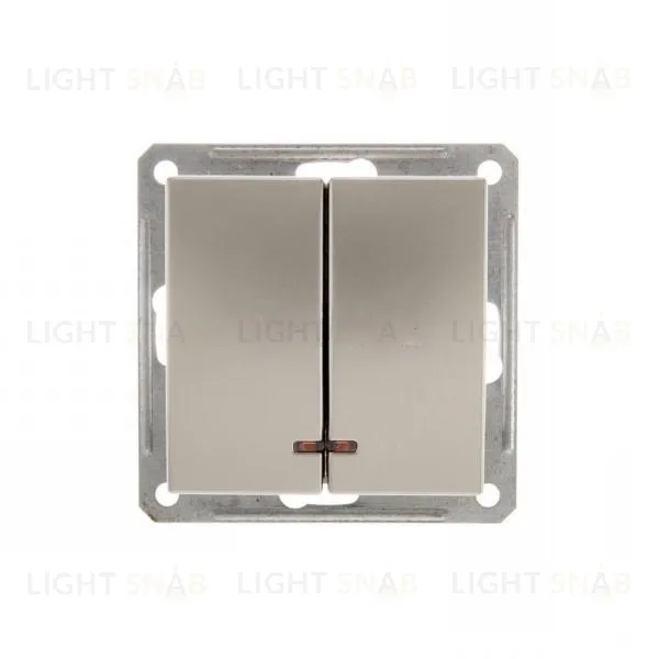 Выключатель двухклавишный с подсветкой Schneider Electric W59 16А/250В шампань VS516-251-4-86 VS516-251-4-86