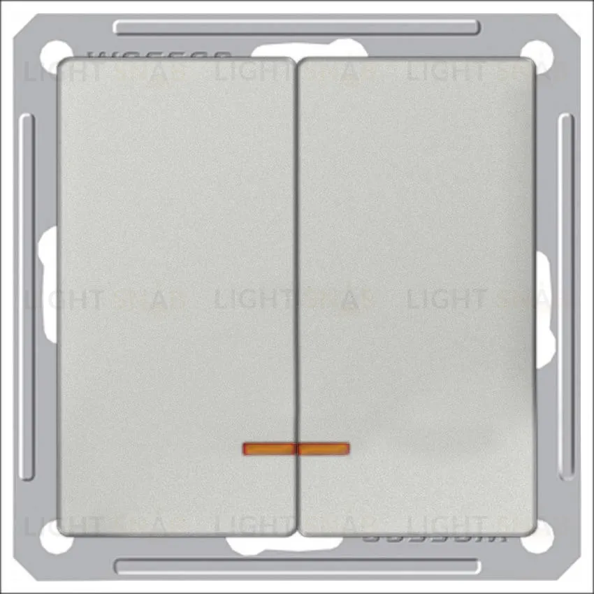 Выключатель двухклавишный с подсветкой Schneider Electric W59 16А/250В матовый хром VS516-251-5-86 VS516-251-5-86