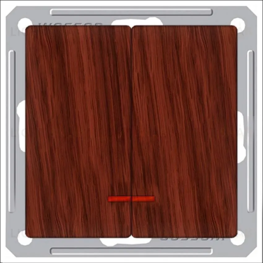 Выключатель двухклавишный с подсветкой Schneider Electric W59 16А/250В мореный дуб VS516-251-9-86 VS516-251-9-86