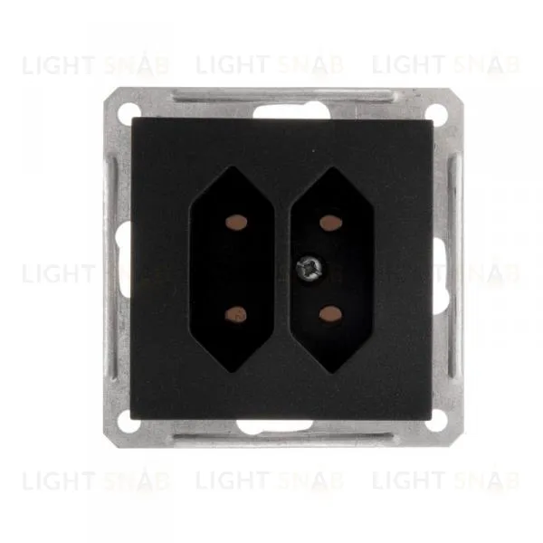 Розетка двойная без заземления для узких вилок Schneider Electric W59 6А/250В, черный бархат RS6-253-6-86 RS6-253-6-86