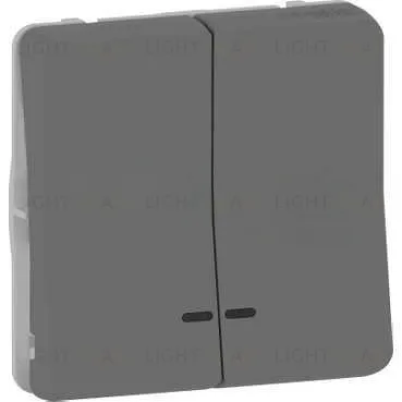 Выключатель кнопочный двухклавишный с подсветкой Schneider Electric Mureva Styl 10 AX, IP55, антрацит MUR35228 MUR35228