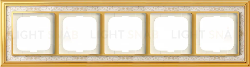 Рамка ABB Dynasty пятиместная (латунь полированная, белая роспись) 2CKA001754A4574 2CKA001754A4574