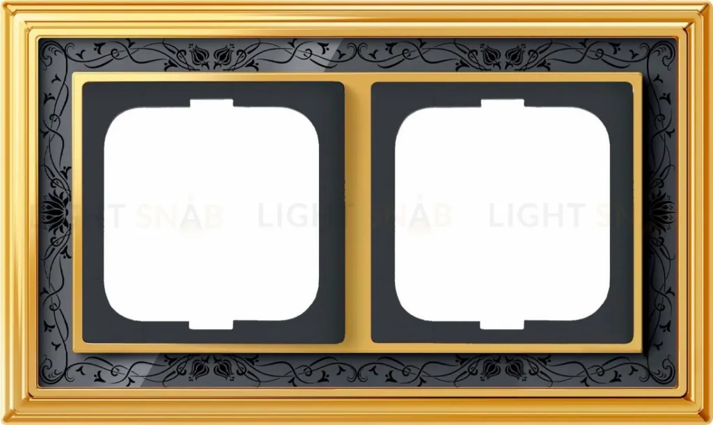 Рамка ABB Dynasty двухместная (латунь полированная, черная роспись) 2CKA001754A4576 2CKA001754A4576