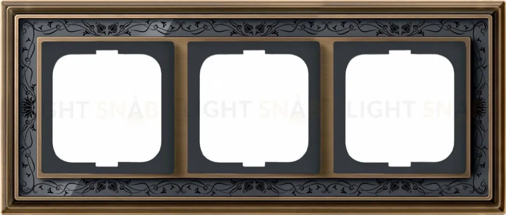 Рамка ABB Dynasty трехместная (латунь античная, черная роспись) 2CKA001754A4597 2CKA001754A4597