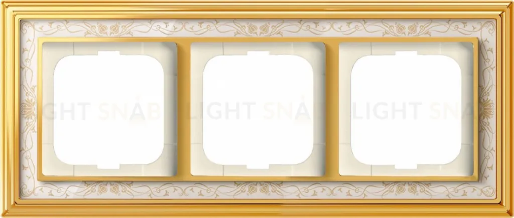Рамка ABB Dynasty трехместная (латунь полированная, белая роспись) 2CKA001754A4572 2CKA001754A4572