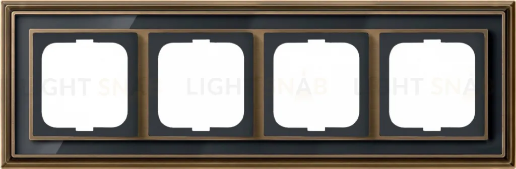 Рамка ABB Dynasty четырехместная (латунь античная, черное стекло) 2CKA001754A4588 2CKA001754A4588