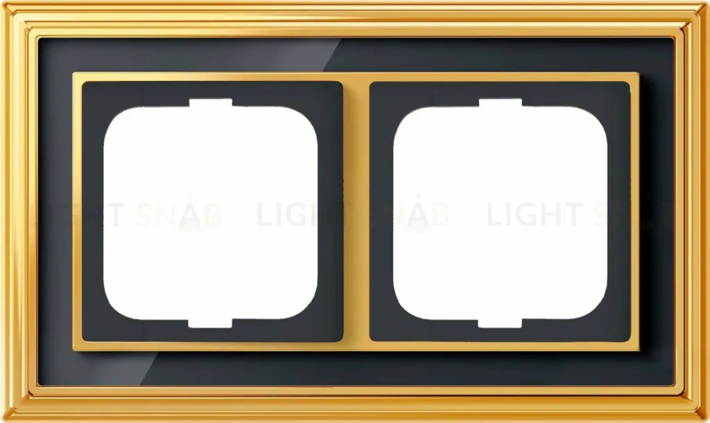 Рамка ABB Dynasty двухместная (латунь полированная, черное стекло) 2CKA001754A4566 2CKA001754A4566