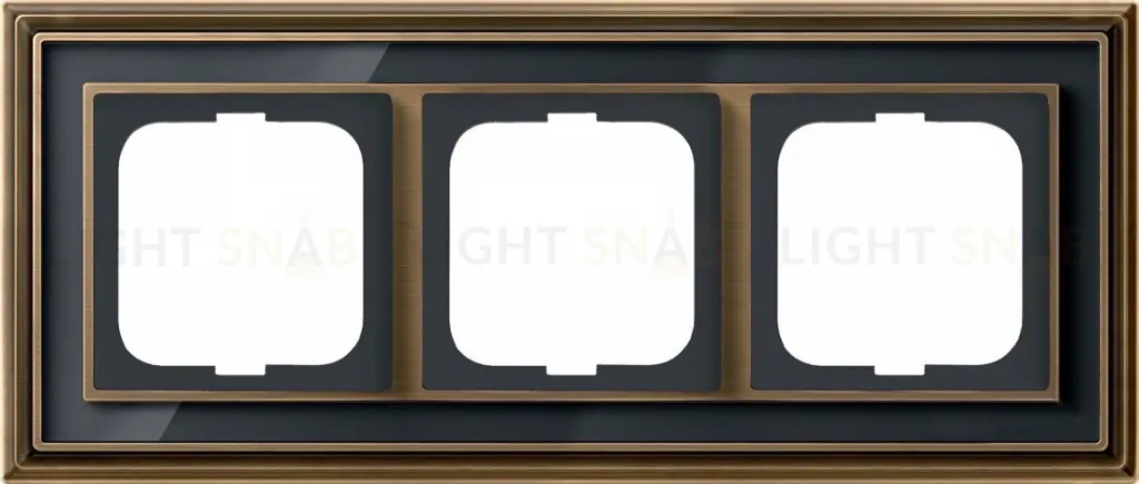 Рамка ABB Dynasty трехместная (латунь античная, черное стекло) 2CKA001754A4587 2CKA001754A4587