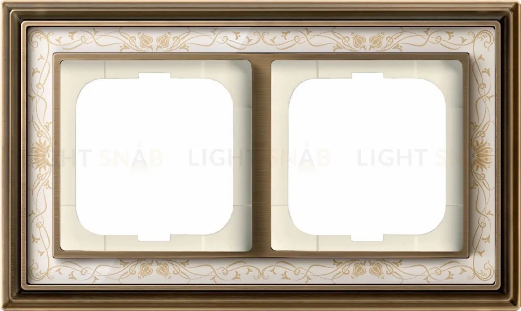 Рамка ABB Dynasty двухместная (латунь античная, белая роспись) 2CKA001754A4591 2CKA001754A4591