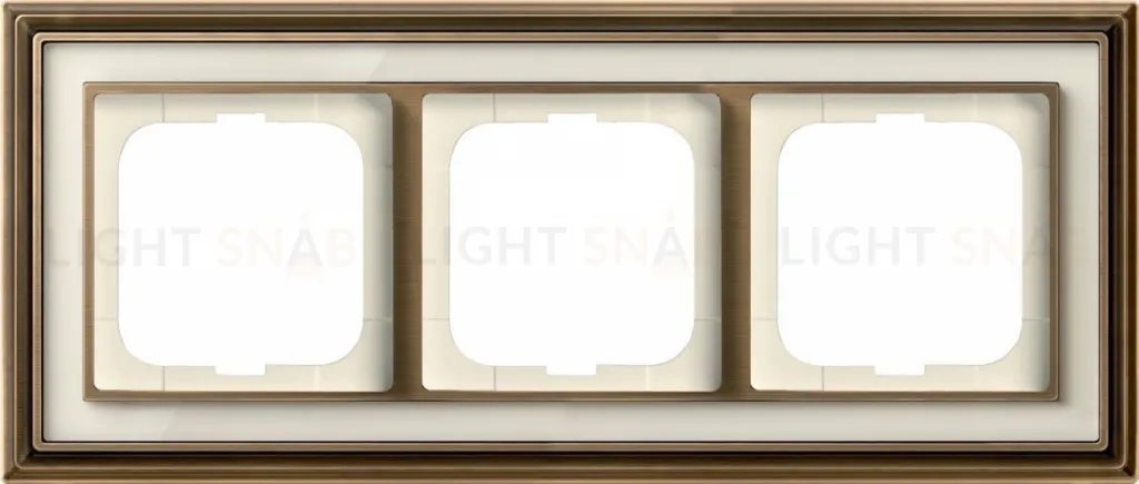 Рамка ABB Dynasty трехместная (латунь античная, белое стекло) 2CKA001754A4582 2CKA001754A4582