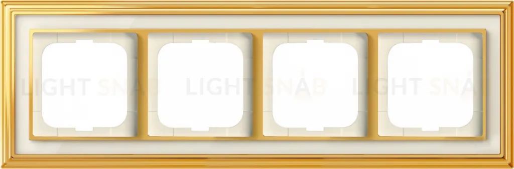 Рамка ABB Dynasty четырехместная (латунь полированная, белое стекло) 2CKA001754A4563 2CKA001754A4563