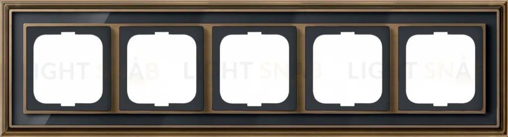 Рамка ABB Dynasty пятиместная (латунь античная, черное стекло) 2CKA001754A4589 2CKA001754A4589
