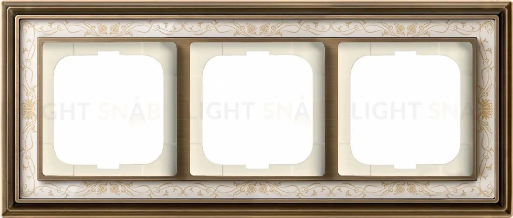 Рамка ABB Dynasty трехместная (латунь античная, белая роспись) 2CKA001754A4592 2CKA001754A4592