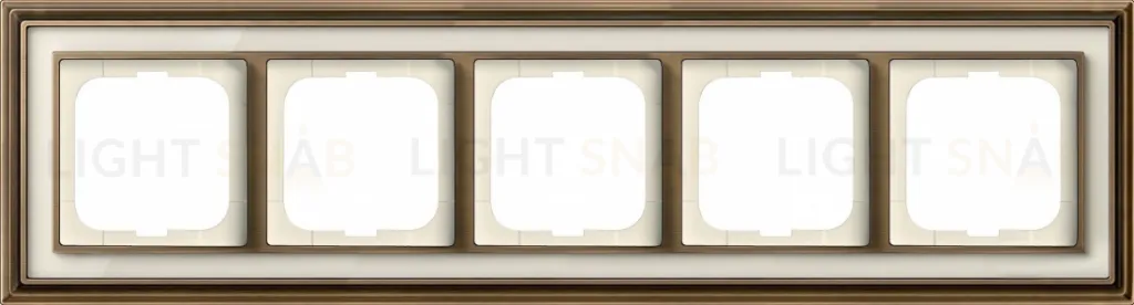 Рамка ABB Dynasty пятиместная (латунь античная, белое стекло) 2CKA001754A4584 2CKA001754A4584