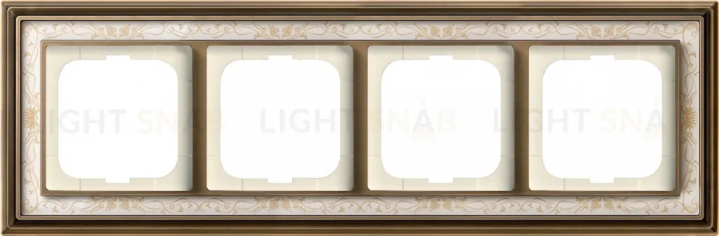 Рамка ABB Dynasty четырехместная (латунь античная, белая роспись) 2CKA001754A4593 2CKA001754A4593