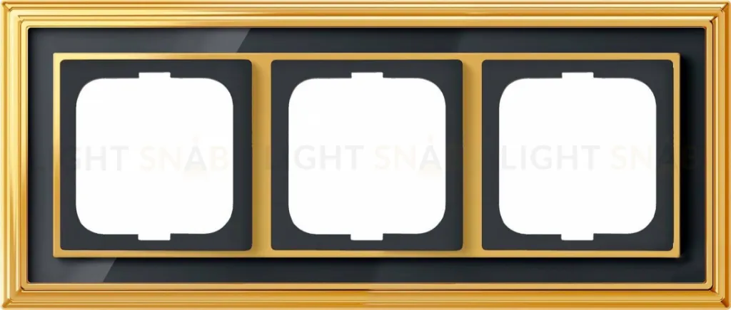 Рамка ABB Dynasty трехместная (латунь полированная, черное стекло) 2CKA001754A4567 2CKA001754A4567