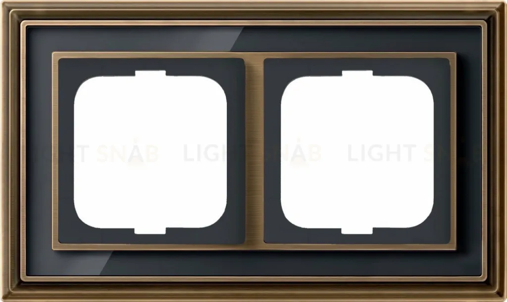 Рамка ABB Dynasty двухместная (латунь античная, черное стекло) 2CKA001754A4586 2CKA001754A4586
