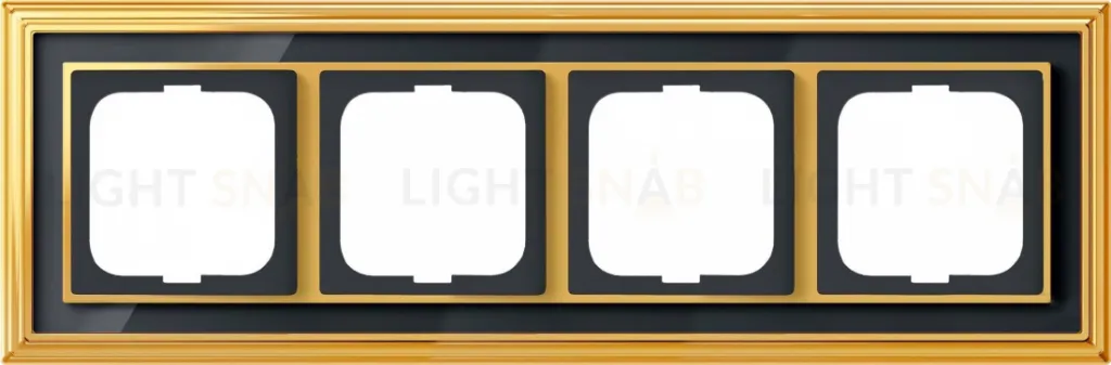 Рамка ABB Dynasty четырехместная (латунь полированная, черное стекло) 2CKA001754A4568 2CKA001754A4568