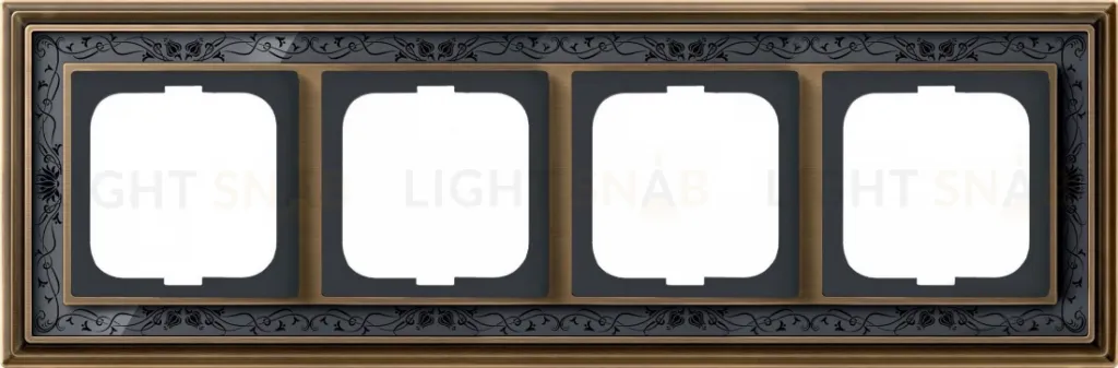 Рамка ABB Dynasty четырехместная (латунь античная, черная роспись) 2CKA001754A4598 2CKA001754A4598