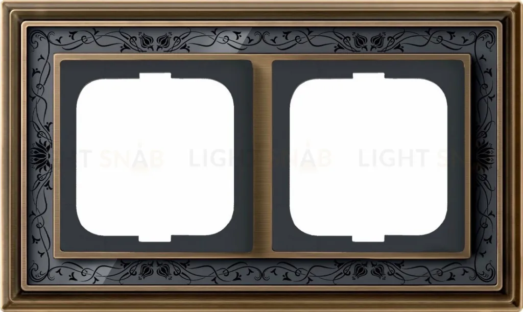 Рамка ABB Dynasty двухместная (латунь античная, черная роспись) 2CKA001754A4596 2CKA001754A4596