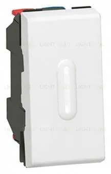 Выключатель Legrand Mosaic для управления с двух мест 10АХ с подсветкой (1 модуль) белый 77002+67686 77002 + 67686