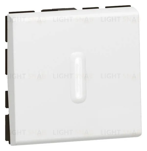Выключатель одноклавишный Legrand Mosaic для управления с двух мест 10АХ с подсветкой (2 модуля) белый 77012+67686 77012 + 67686