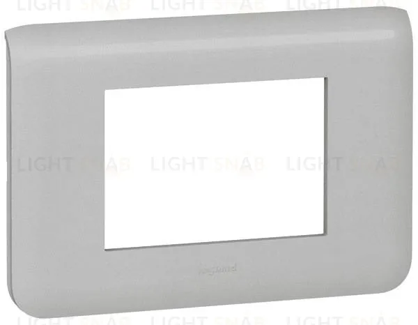 Рамка горизонтальная Legrand Mosaic на 3 модуля, алюминий 79303+80259 79303 + 80259