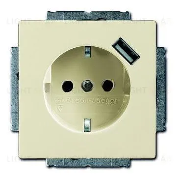 Розетка электрическая + зарядка USB ABB, безвинтовые клеммы, защитные шторки (слоновая кость) 2CKA002011A6177 2CKA002011A6177
