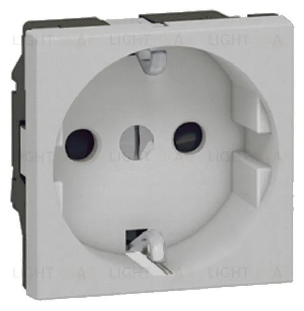 Розетка с заземлением со шторками с винтовыми зажимами Legrand Mosaic, алюминий 79213 79213