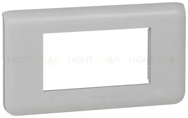 Рамка горизонтальная Legrand Mosaic на 4 модуля, алюминий 79314+80252 79314 + 80252
