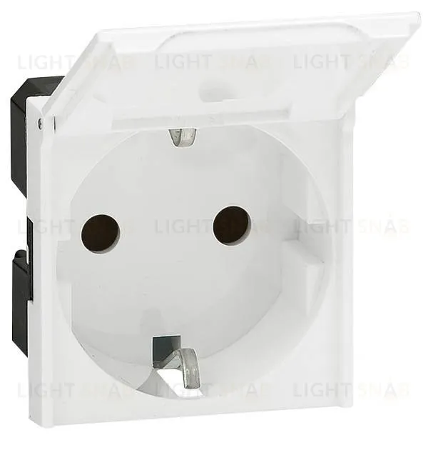 Розетка с заземлением с крышкой Legrand Mosaic, белый 77219 77219