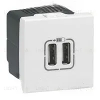 Зарядка USB Legrand Mosaic двойная (белая) 77594 77594